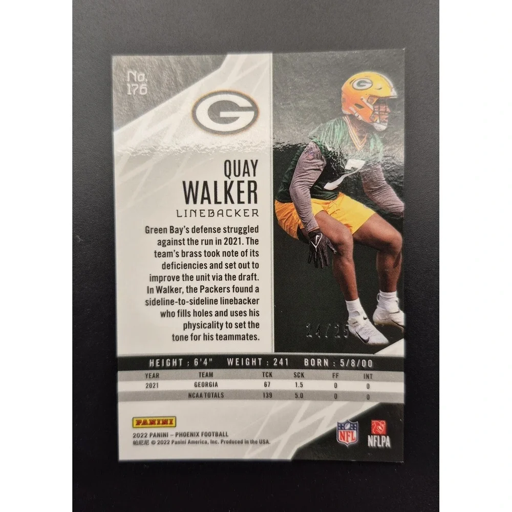 2022 Panini Phoenix Quay Walker #176 Green/25 (RC) Green Bay Packers Color Match